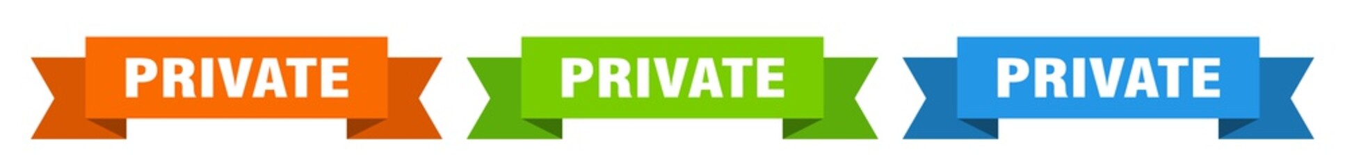 private ribbon. private isolated paper sign. banner