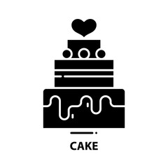 cake icon, black vector sign with editable strokes, concept illustration