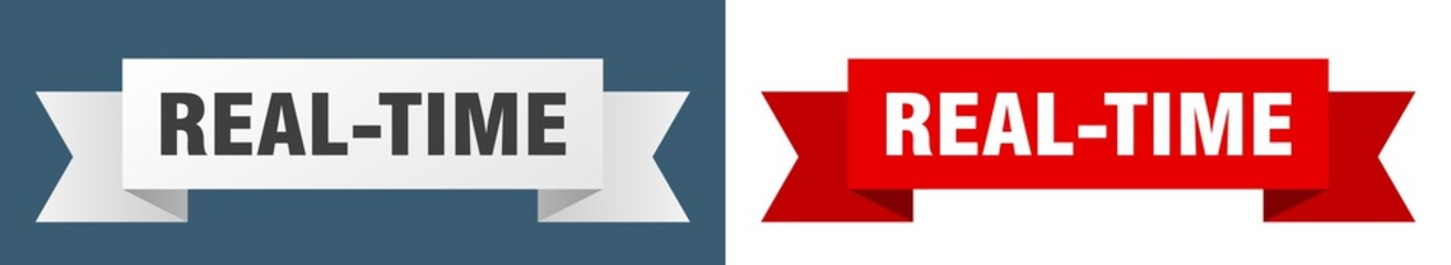 real-time ribbon. real-time isolated paper sign. banner