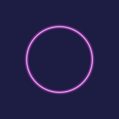 Neon abstract round. Glowing frame. Vintage electric symbol. Design element for your ad, sign, poster, banner. Vector illustration