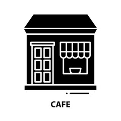 cafe icon, black vector sign with editable strokes, concept illustration
