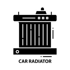 car radiator symbol icon, black vector sign with editable strokes, concept illustration