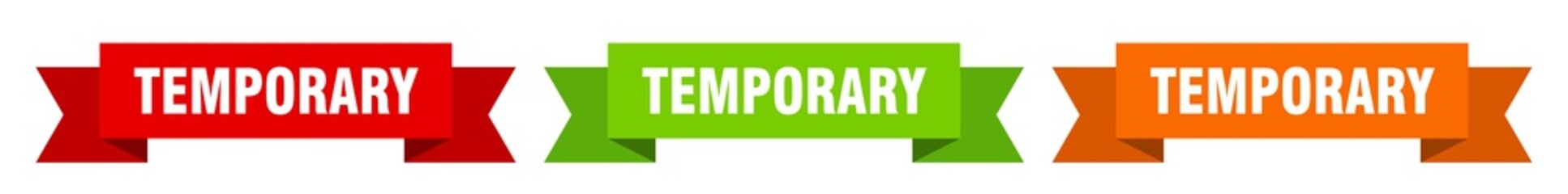 temporary ribbon. temporary isolated paper sign. banner