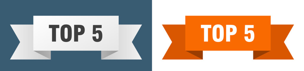 Fototapeta premium top 5 ribbon. top 5 isolated paper sign. banner