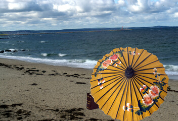 Under shade of Asian Umbrella at the beach