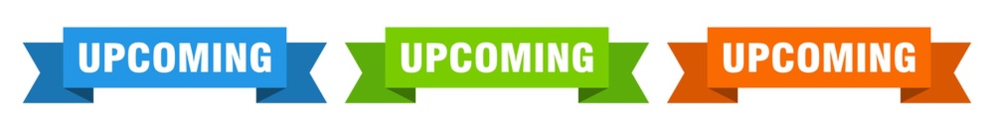 upcoming ribbon. upcoming isolated paper sign. banner