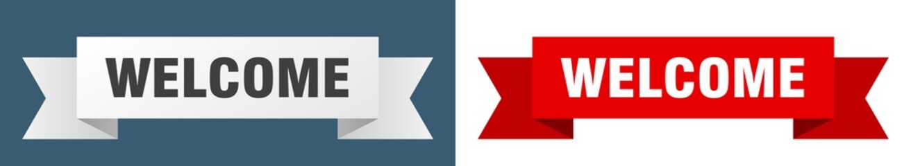 welcome ribbon. welcome isolated paper sign. banner