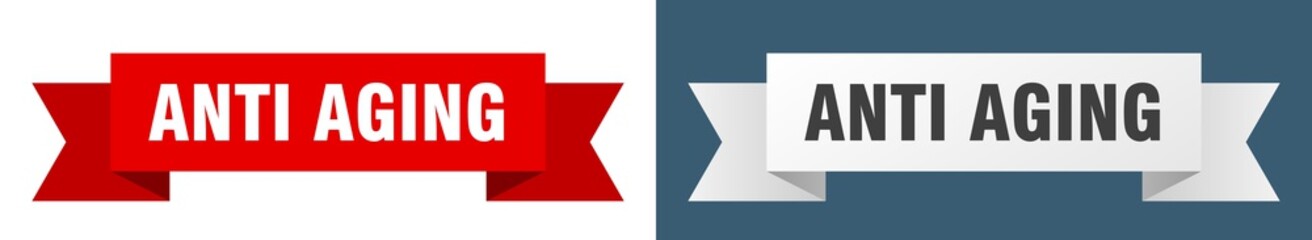 anti aging ribbon. anti aging isolated paper sign. banner