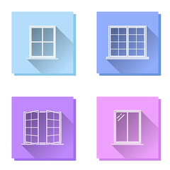 Set of open andclose window vector icon