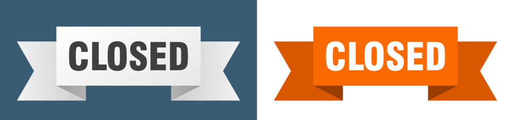 closed ribbon. closed isolated paper sign. banner