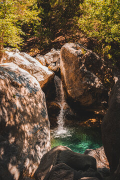 Waterfall on a way through Samaria Gorge, Crete, Greece