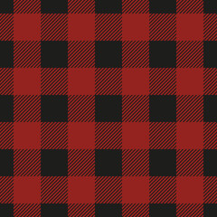 Lumberjack plaid seamless pattern. Vector illustration. Dark red color. Textile template.