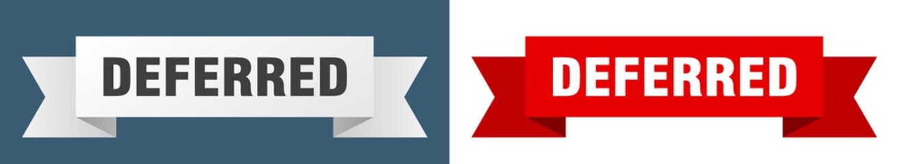 deferred ribbon. deferred isolated paper sign. banner