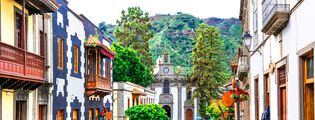 Canary isands travel and landmarks. Teror - most beautiful traditional town of Grand Canary (Gran...