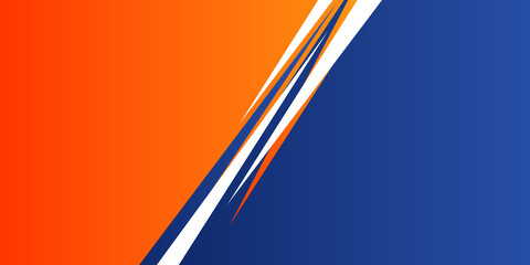 High contrast blue and orange white glossy stripes. Abstract tech graphic banner design. Vector corporate background