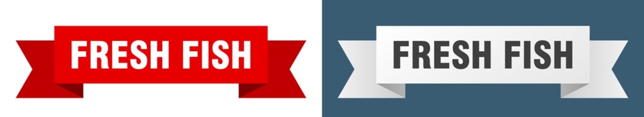 fresh fish ribbon. fresh fish isolated paper sign. banner