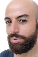 Obraz premium A bearded bold man portrait close up