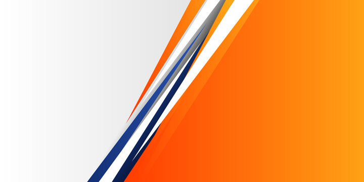 High Contrast Blue And Orange White Glossy Stripes. Abstract Tech Graphic Banner Design. Vector Corporate Background