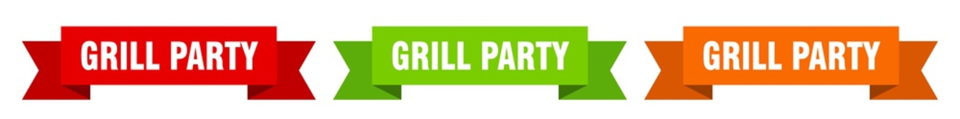 grill party ribbon. grill party isolated paper sign. banner