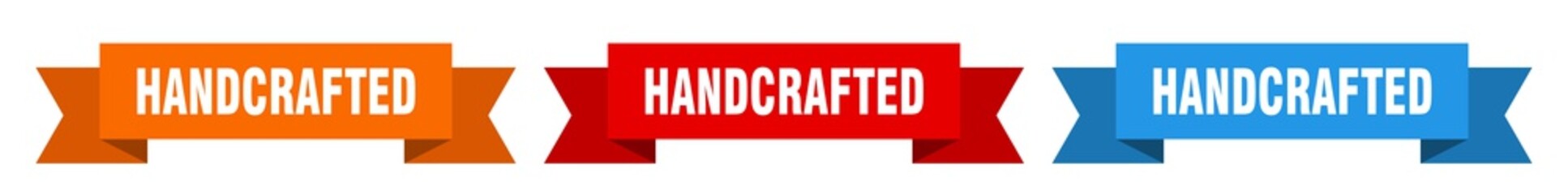 hand crafted ribbon. hand crafted isolated paper sign. banner