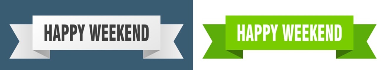 happy weekend ribbon. happy weekend isolated paper sign. banner