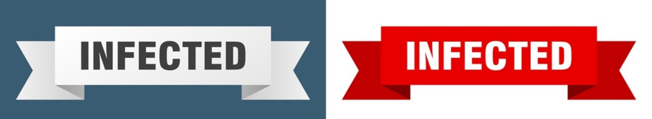 infected ribbon. infected isolated paper sign. banner