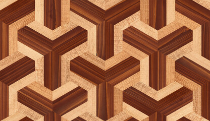 Seamless parquet floor texture with geometric pattern. Wooden background.