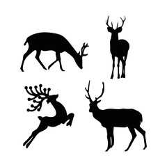 Deer collection - vector silhouette on white background