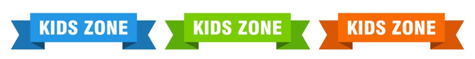 kids zone ribbon. kids zone isolated paper sign. banner