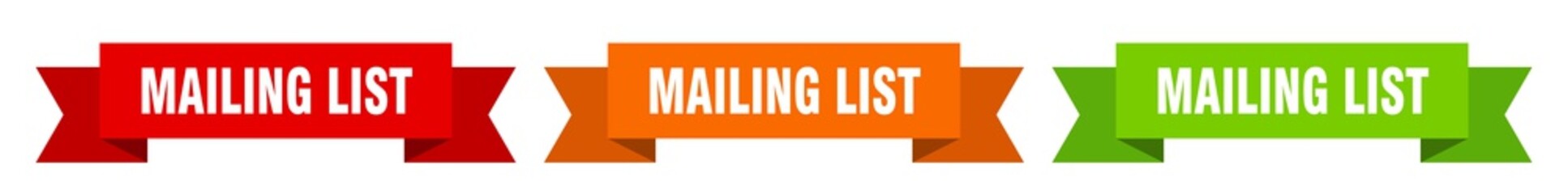 mailing list ribbon. mailing list isolated paper sign. banner