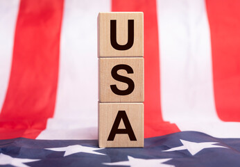 USA inscription acronym on american flag
