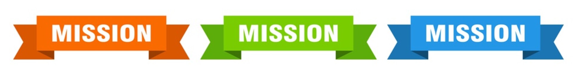 mission ribbon. mission isolated paper sign. banner