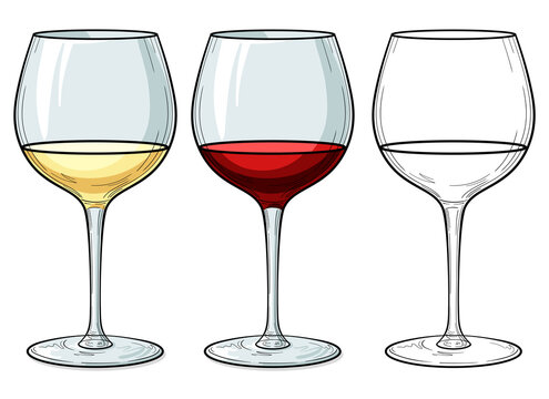 Glass of wine isolated on a white background. Vector illustration