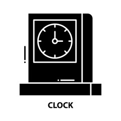 clock icon, black vector sign with editable strokes, concept illustration