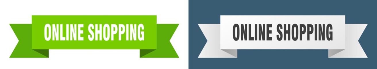 online shopping ribbon. online shopping isolated paper sign. banner