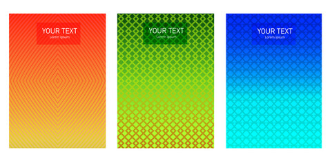 Geometric abstract background for catalogue, corporate brochure. Vector pattern and graphic design. Cover template set.