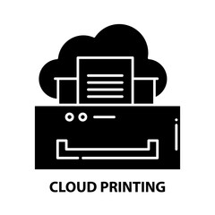 cloud printing icon, black vector sign with editable strokes, concept illustration