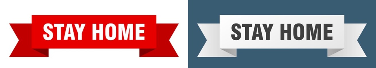 stay home ribbon. stay home isolated paper sign. banner