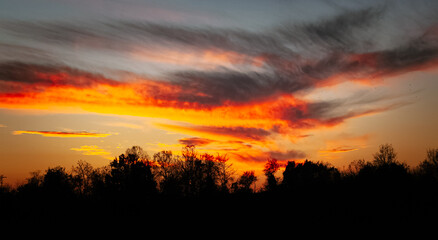 Fototapeta premium Autumn sunset in rural environment 