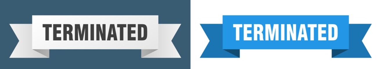 terminated ribbon. terminated isolated paper sign. banner