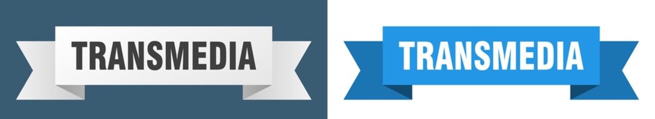 transmedia ribbon. transmedia isolated paper sign. banner