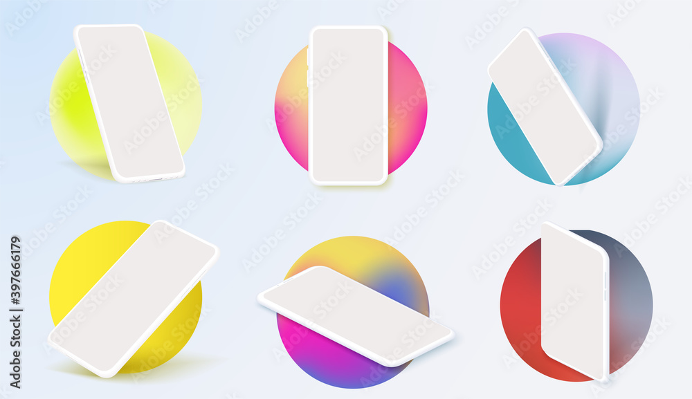Sticker smartphone mockup. device ui, ux mockup for presentation template. . cellphone frame with blank disp