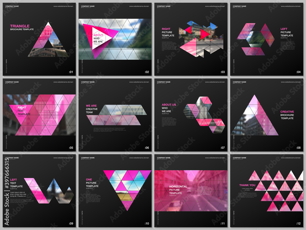 Wall mural minimal brochure templates with triangular design background, triangle style pattern. covers design 