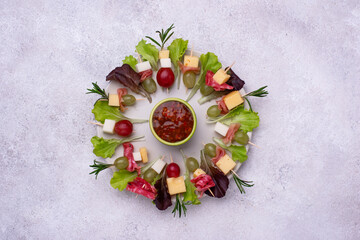 Appetizers in shape of Christmas wreath