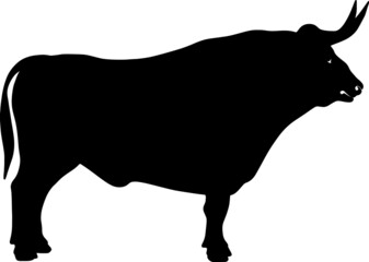 Icon of bull silhouette. Black vector illustration of buffalo, symbol of the new year 2021