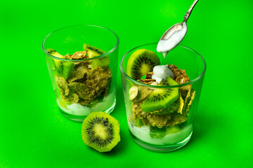 Green healthy Breakfast. Detox program.