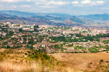 Fototapeta na wymiar Panoramic view of the city of Stepanakert. Nagorno-Karabakh