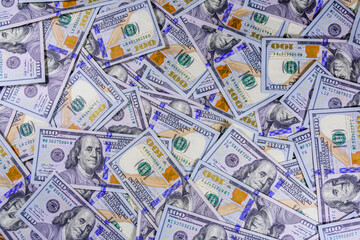 Background of one hundred dollar banknotes