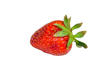 One whole strawberry isolated on a white background