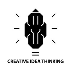 creative idea thinking icon, black vector sign with editable strokes, concept illustration